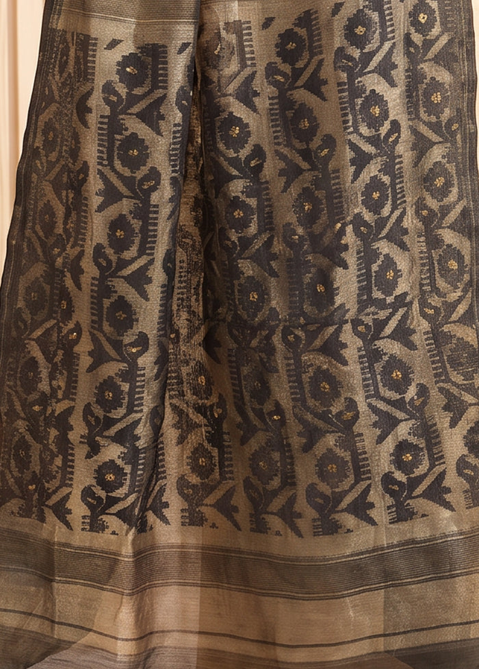 Cream Jamdani Cotton Saree Without Blouse Piece