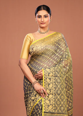 Green Jamdani Cotton Saree Without Blouse Piece
