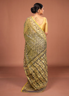 Green Jamdani Cotton Saree Without Blouse Piece