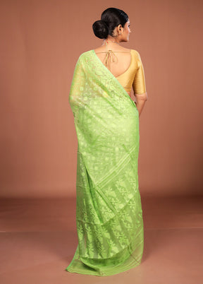 Green Jamdani Cotton Saree Without Blouse Piece