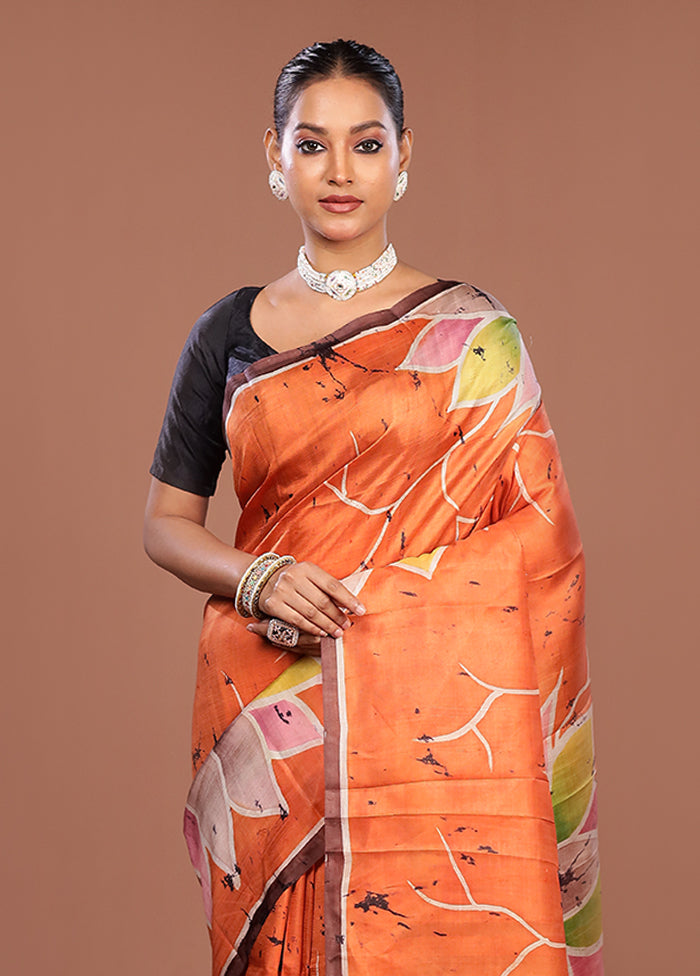 Pink Printed Silk Saree Without Blouse Piece