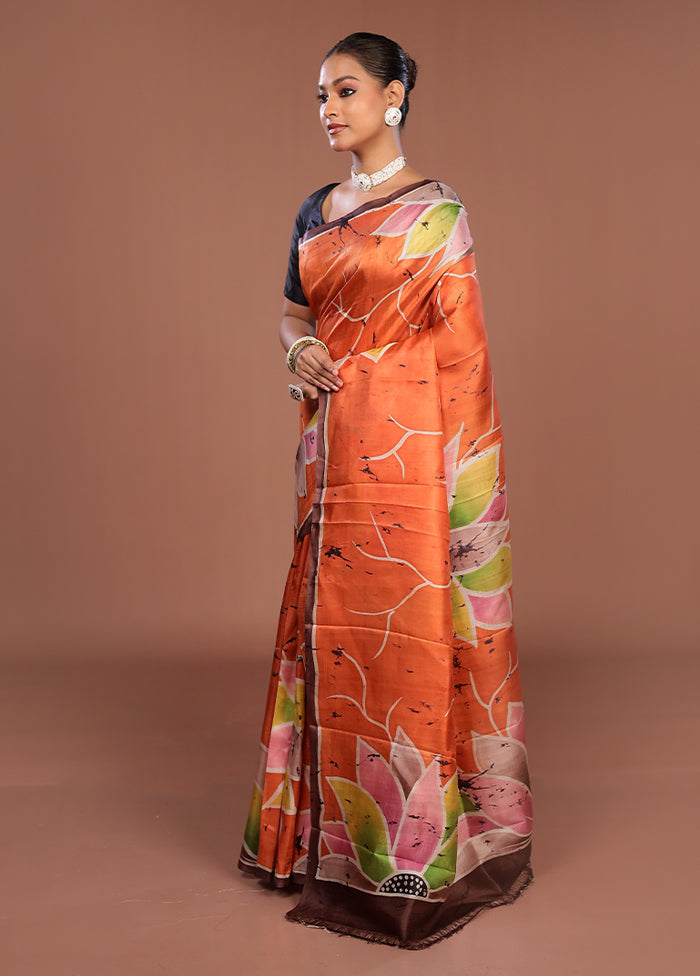 Pink Printed Silk Saree Without Blouse Piece