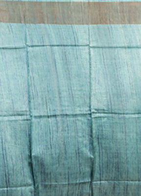 Blue Handloom Tussar Silk Saree With Blouse Piece