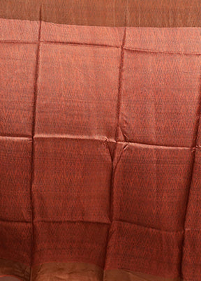Cream Handloom Tussar Pure Silk Saree With Blouse Piece