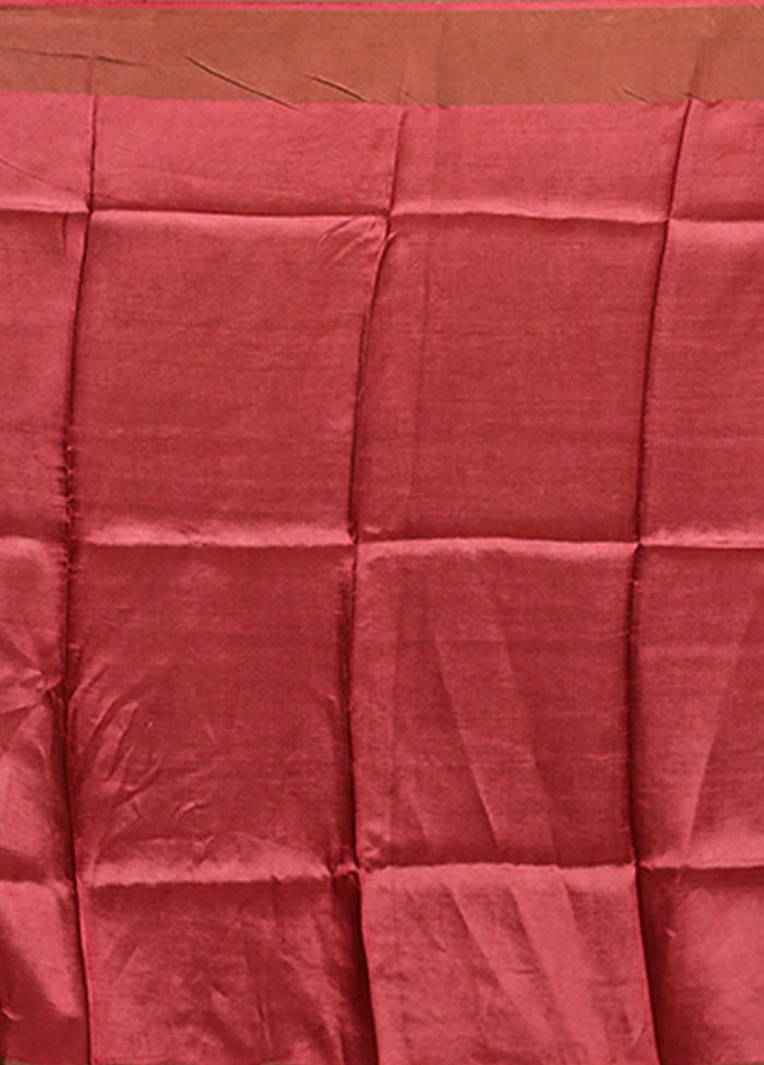 Pink Handloom Tussar Silk Saree With Blouse Piece