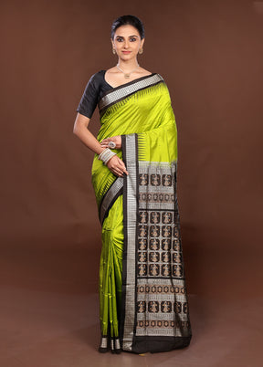Green Handloom Bomkai Pure Silk Saree With Blouse Piece
