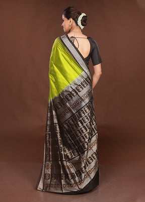 Green Handloom Bomkai Pure Silk Saree With Blouse Piece