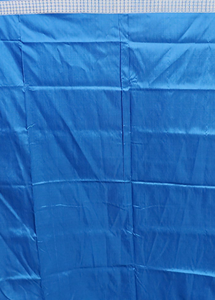Blue Handloom Bomkai Pure Silk Saree With Blouse Piece