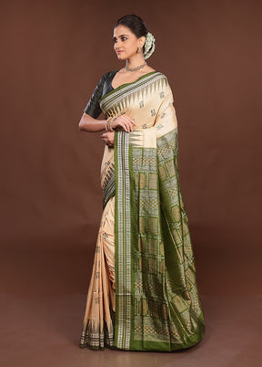 Rust Handloom Bomkai Pure Silk Saree With Blouse Piece