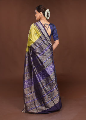 Green Handloom Bomkai Pure Silk Saree With Blouse Piece