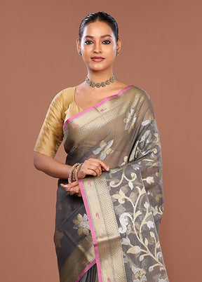Grey Organza Saree With Blouse Piece