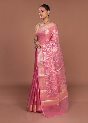Pink Organza Saree With Blouse Piece