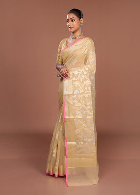 Cream Organza Saree With Blouse Piece