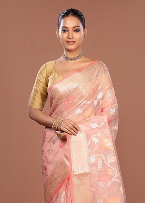 Pink Organza Saree With Blouse Piece