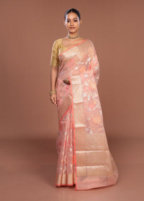 Pink Organza Saree With Blouse Piece