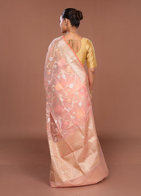 Pink Organza Saree With Blouse Piece