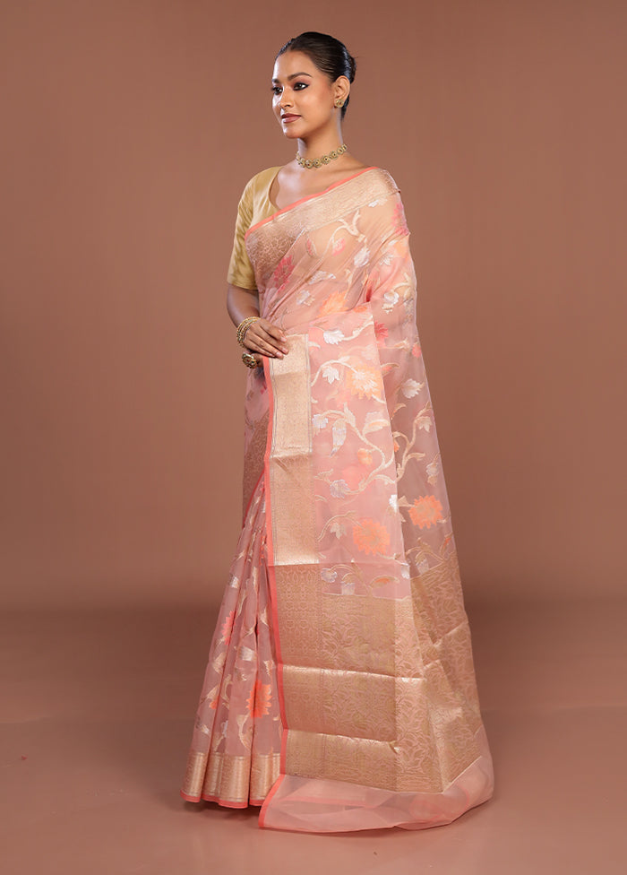 Pink Organza Saree With Blouse Piece