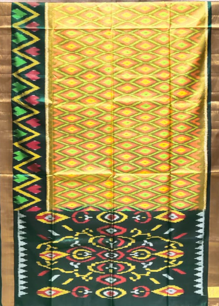 Multicolor Handloom Kanchipuram Pure Silk Saree With Blouse Piece