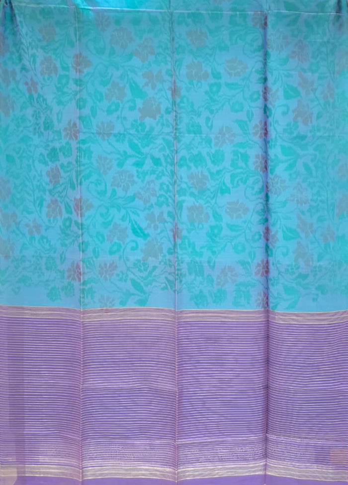 Blue Handloom Kanjivaram Pure Silk Saree With Blouse Piece