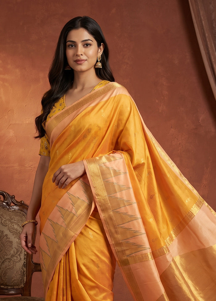 Pink Handloom Kanchipuram Pure Silk Saree With Blouse Piece