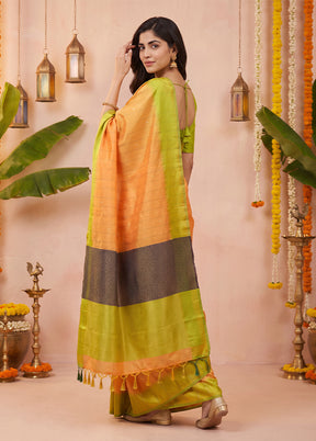 Pink Handloom Kanchipuram Pure Silk Saree With Blouse Piece