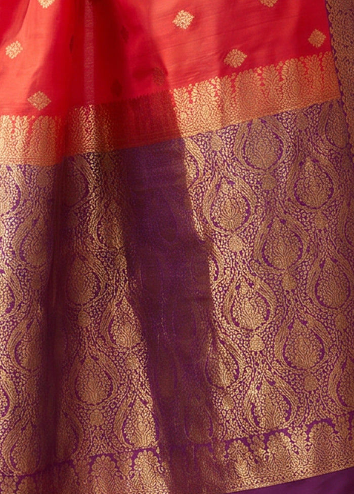 Red Katan Silk Saree With Blouse Piece