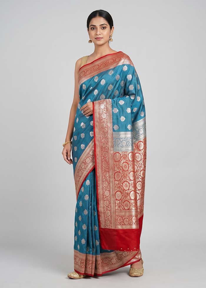 Green Katan Silk Saree With Blouse Piece