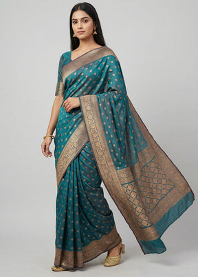 Green Katan Silk Saree With Blouse Piece
