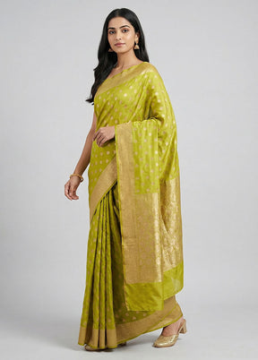 Green Katan Silk Saree With Blouse Piece