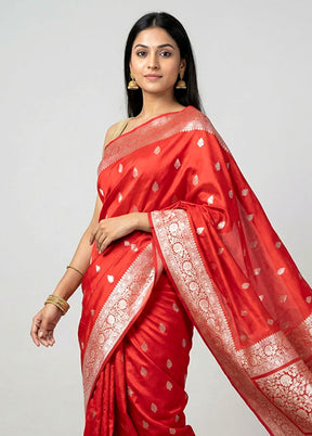 Pink Katan Silk Saree With Blouse Piece