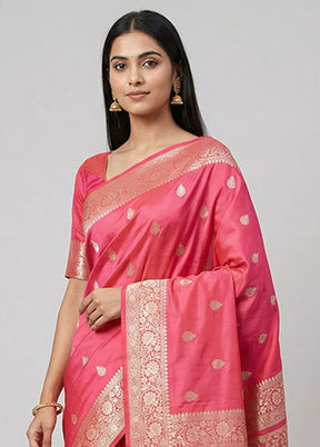 Pink Katan Silk Saree With Blouse Piece
