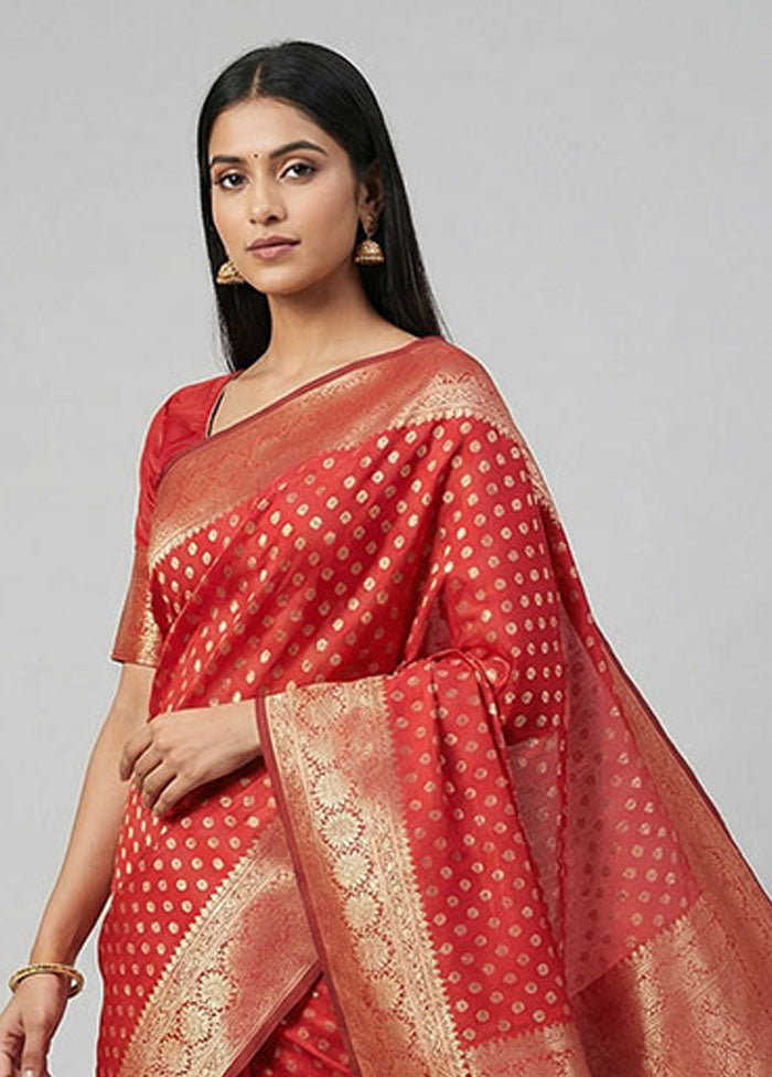 Maroon Dupion Silk Saree With Blouse Piece