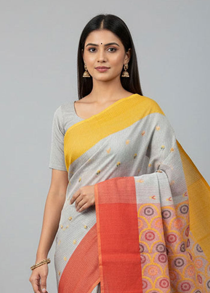 White Matka Silk Saree With Blouse Piece