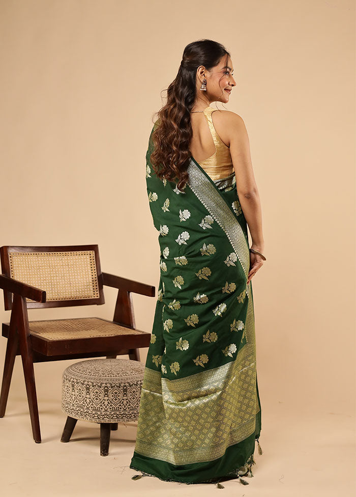 Green Dupion Silk Saree With Blouse Piece