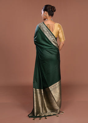 Green Dupion Silk Saree With Blouse Piece