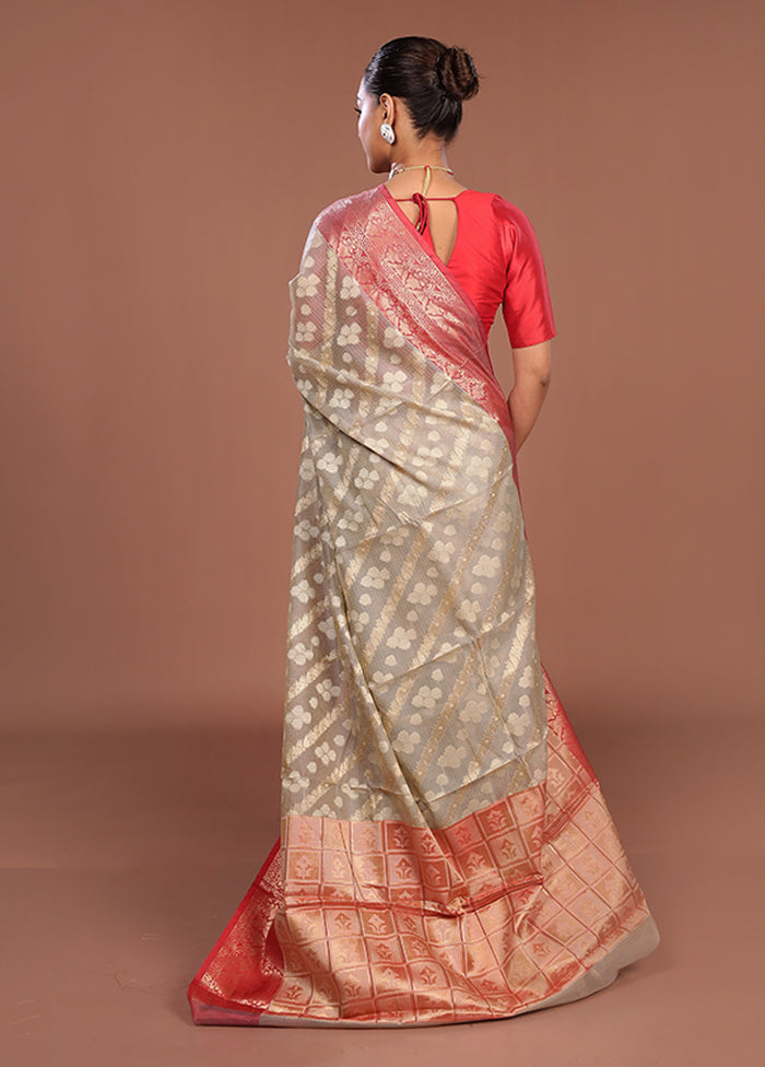 Grey Cotton Saree With Blouse Piece