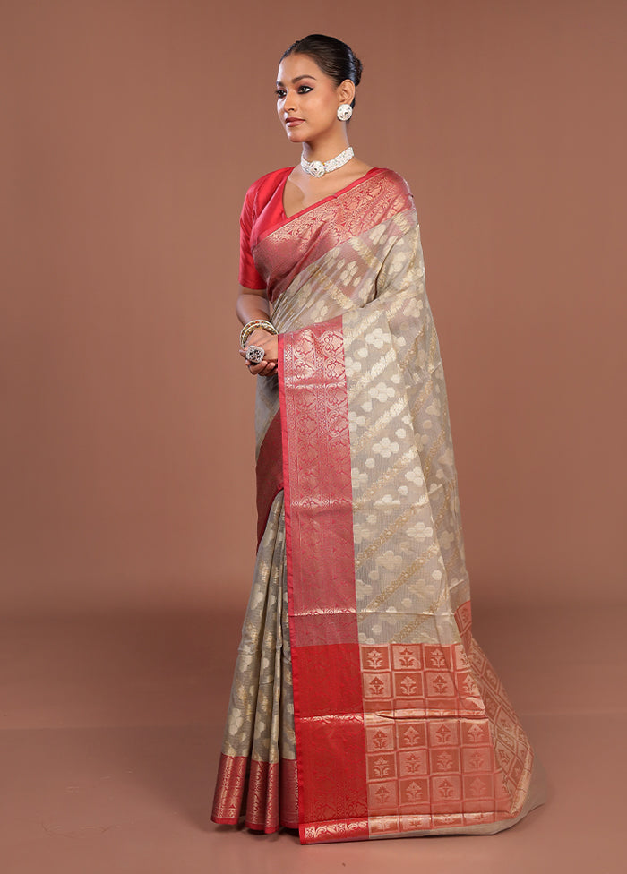 Grey Cotton Saree With Blouse Piece