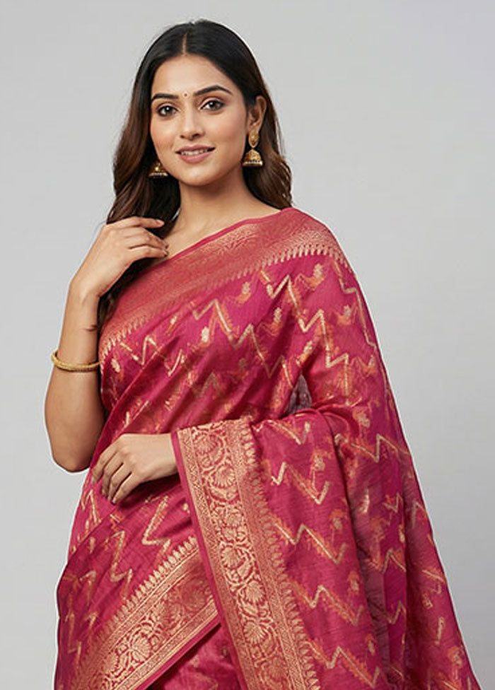 Pink Cotton Saree With Blouse Piece