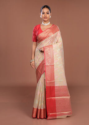 Cream Cotton Saree With Blouse Piece