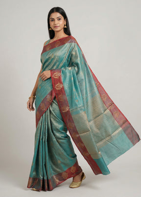 Green Kora Silk Saree With Blouse Piece