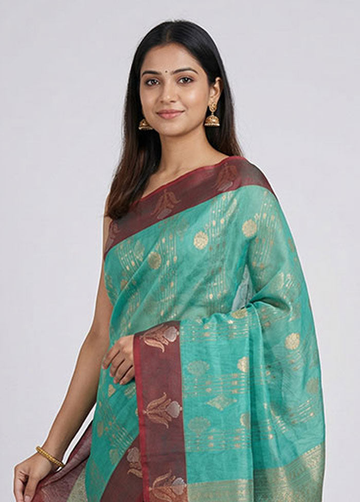 Yellow Kora Silk Saree With Blouse Piece
