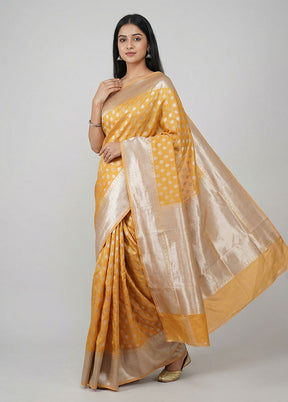 Orange Kora Silk Saree With Blouse Piece