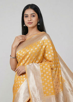 Orange Kora Silk Saree With Blouse Piece