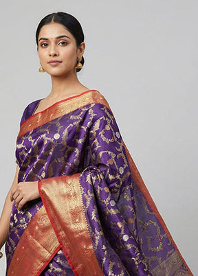 Blue Dupion Silk Saree With Blouse Piece