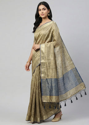 Blue Tissue Silk Saree With Blouse Piece