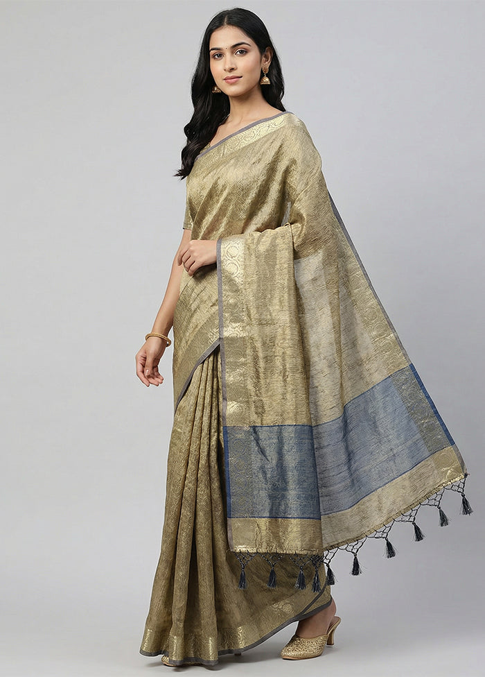 Blue Tissue Silk Saree With Blouse Piece