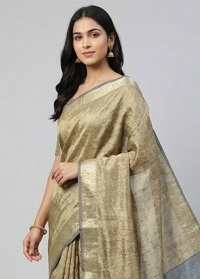 Blue Tissue Silk Saree With Blouse Piece