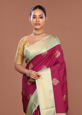 Pink Kanjivaram Silk Saree With Blouse Piece