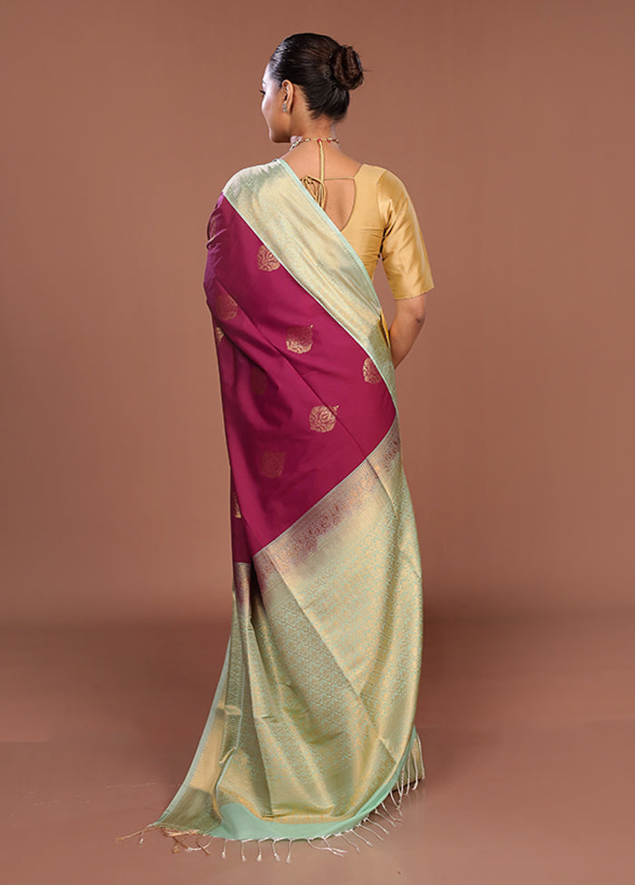 Pink Kanjivaram Silk Saree With Blouse Piece