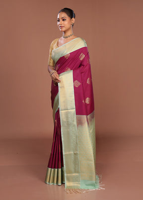 Pink Kanjivaram Silk Saree With Blouse Piece